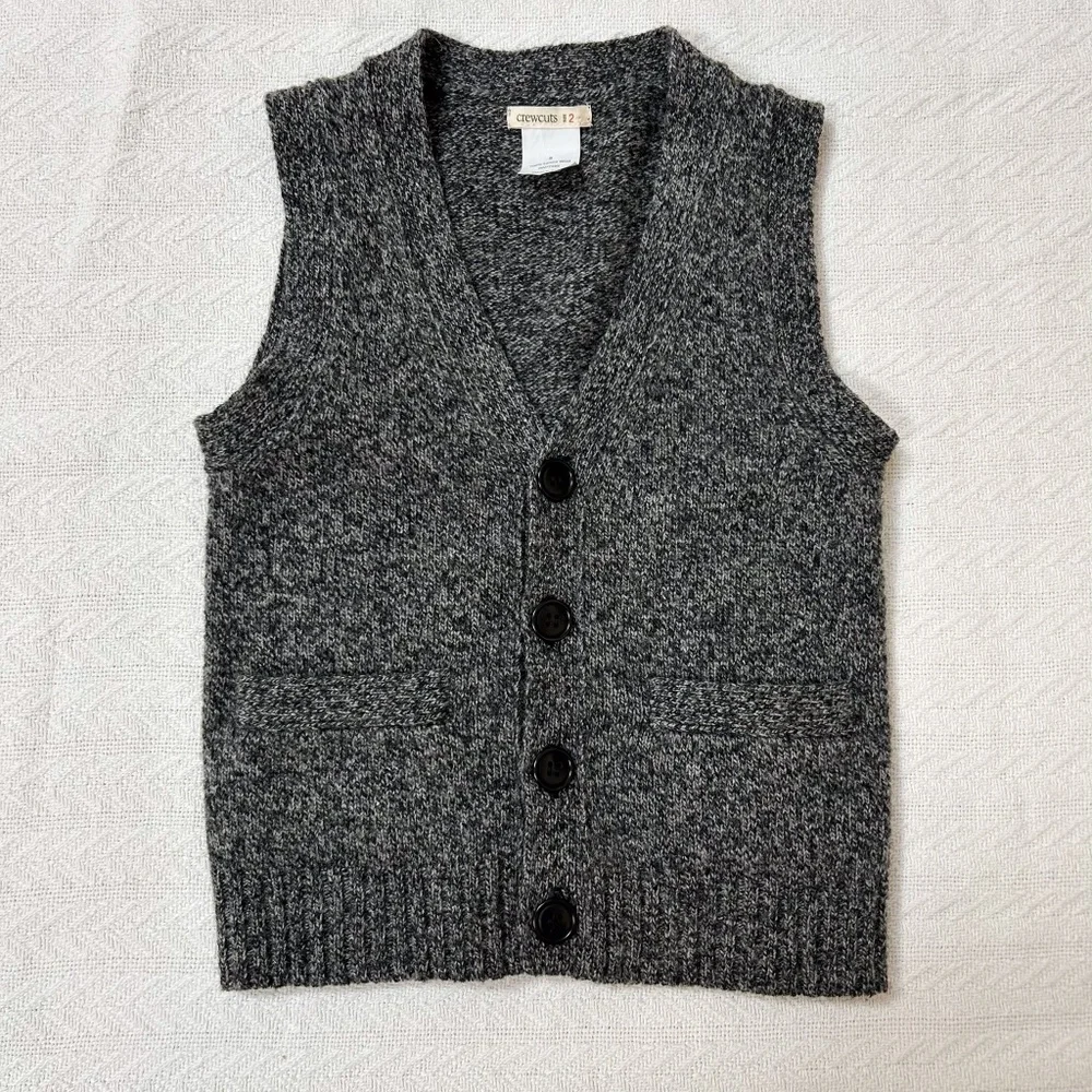 J. CREW Crewcuts 100% Lambs Wool Vest Boys Grey – sz 2, classic, preppy
